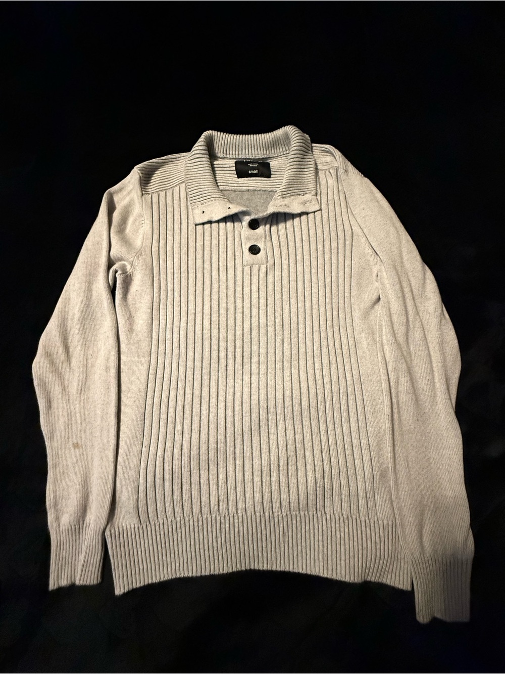 Rue21 Men's Ribbed sweater with high neck Collar button Up Sweater - Light Gray